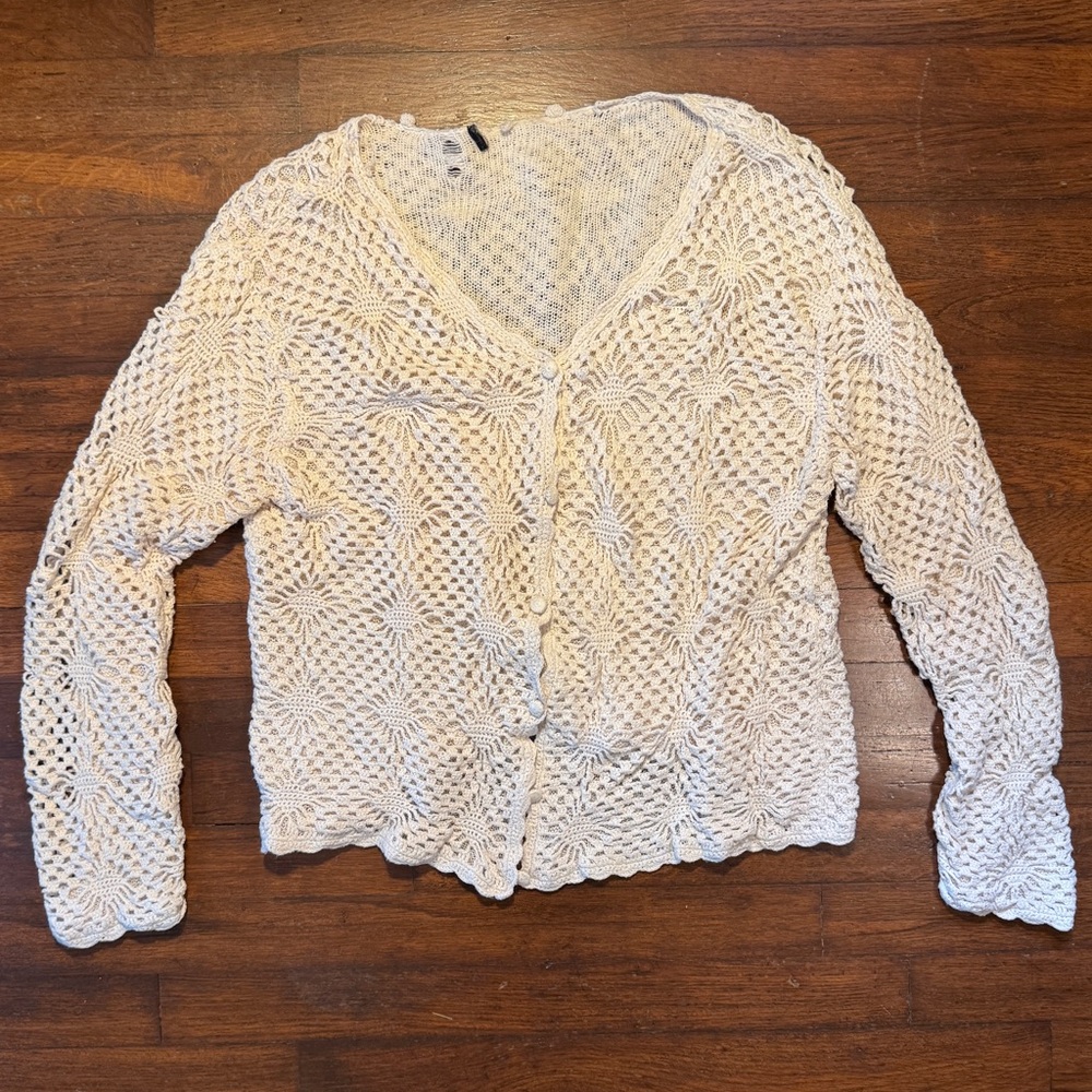 Vintage Crochet Cardigan in Cream